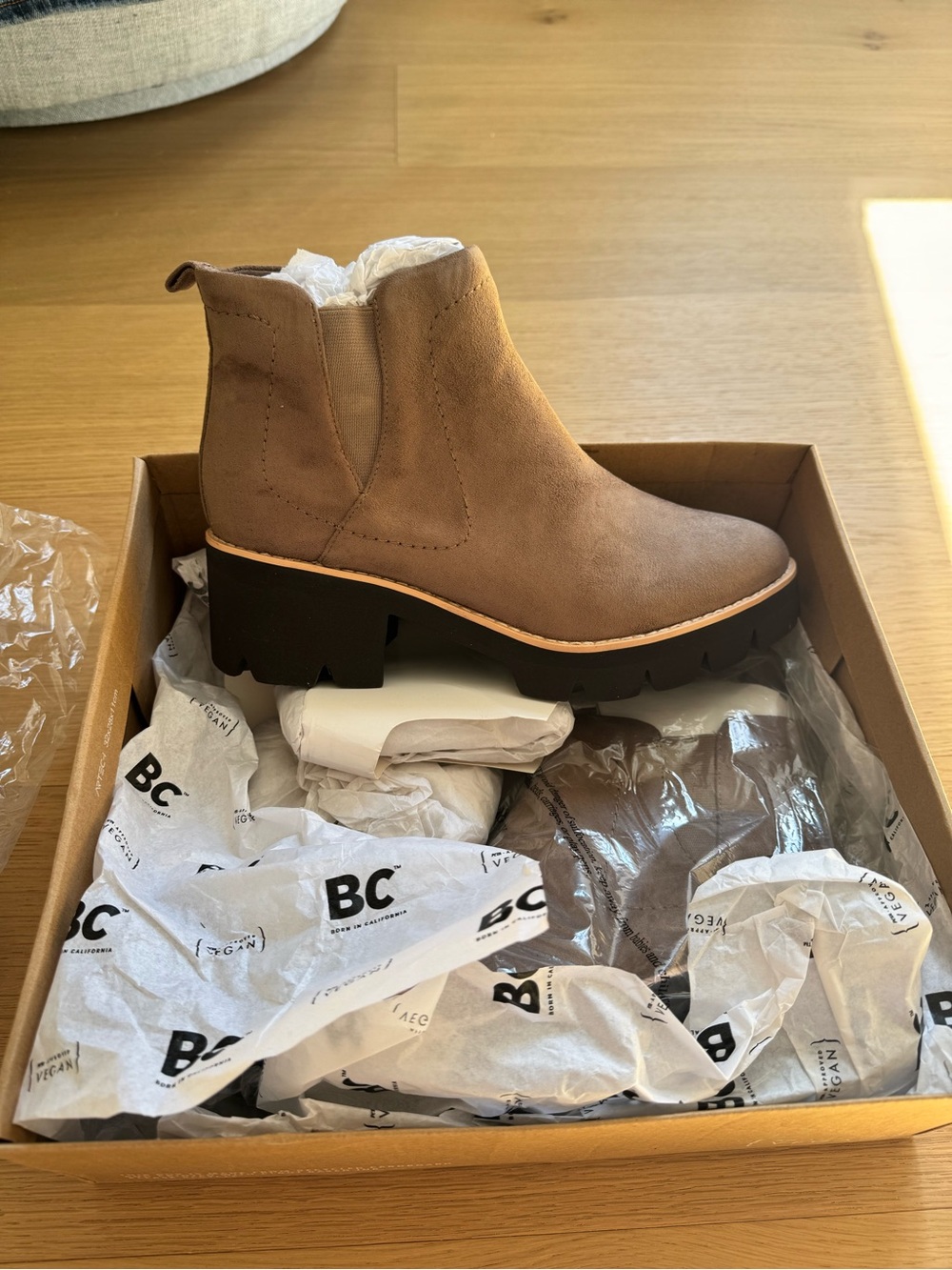 BC Footwear Taupe Chelsea Lug Sole Ankle Boots